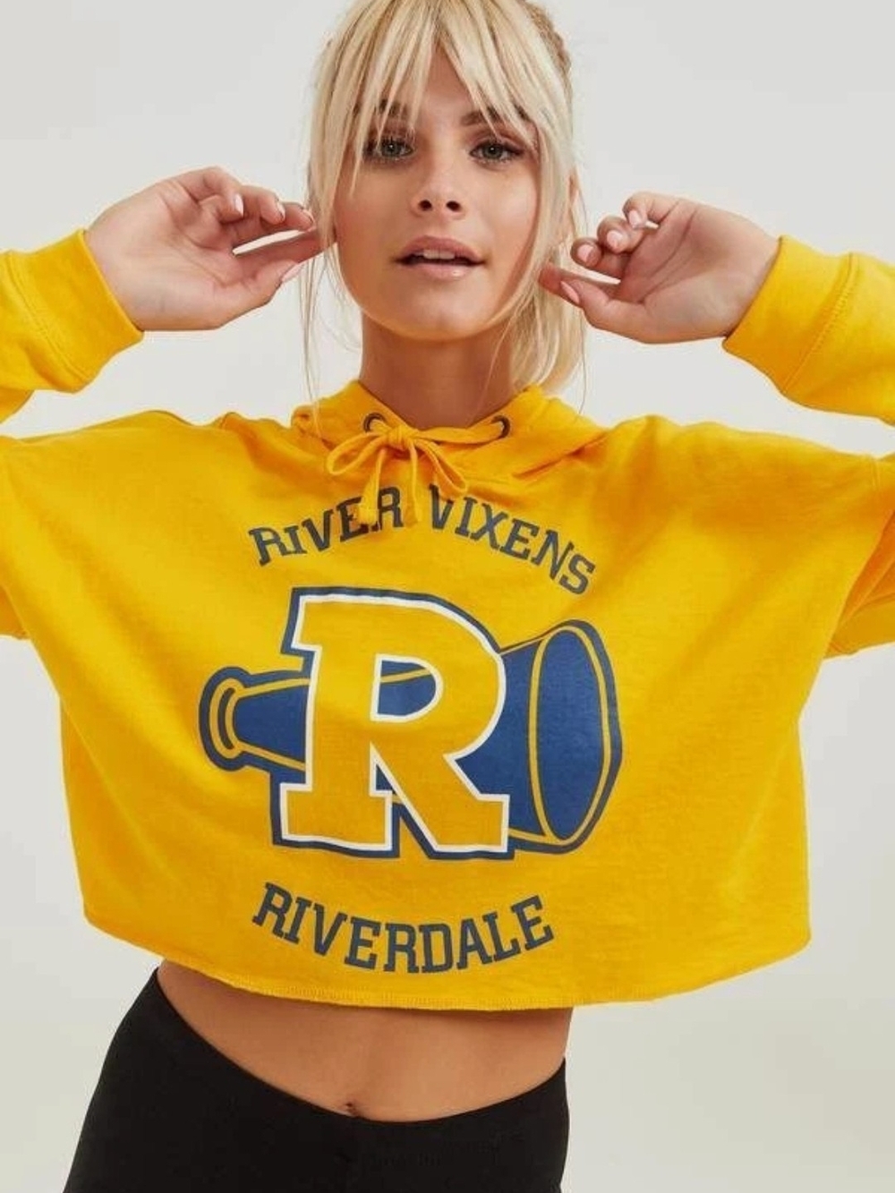 Riverdale River Vixens Cropped Hoodie Yellow Size